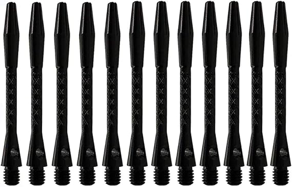 POFET 12Pack Dart Shafts in Black Metal Accessories Harrow Stems Aluminum Dart Pole Rod in Aluminum with Standard Thread