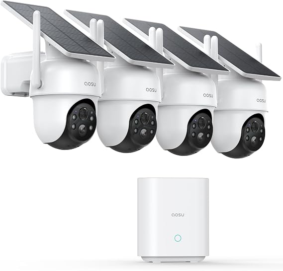 aosu D1 Classic 4-Cam Kit, Security Cameras Wireless Outdoor, Solar Powered