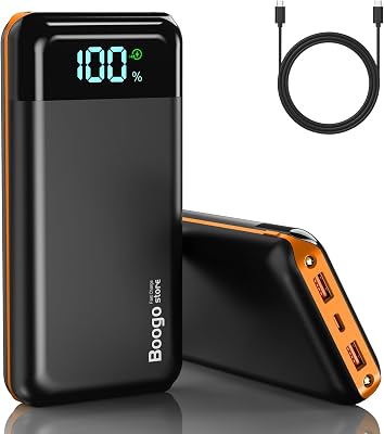 Portable Charger Power Bank 52800mAh Powerbank PD 30W and QC 4.0 Fast Charging Built-in Bright flashlight LED Display 2 USB 1Type-C Output External Battery Pack for iPhone, Samsung, iPad etc orange