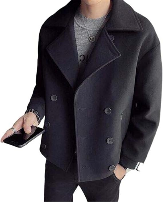 Winter Wool Jacket Men Solid Wool Coat Men Casual Loose Short Wool Coat For Men Trench Coat
