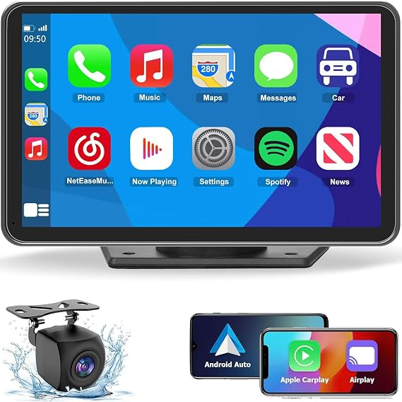 7" Portable Wireless CarPlay Screen for Car, Android Auto & Backup Camera