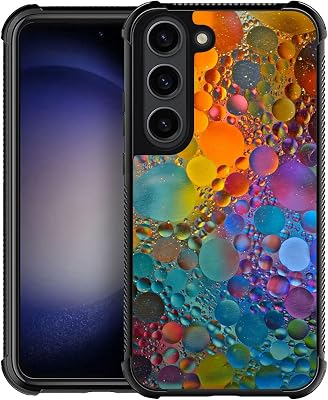 CARLOCA Compatible with Samsung Galaxy S23 Case,Colorful Drops Marble Identity Graphic Design Shockproof Anti-Scratch Hard Acrylic Case for Samsung Galaxy S23
