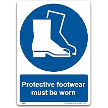 Protective footwear must be worn Sign - A4 Self-adhesive Vinyl - Mandatory Safety PPE