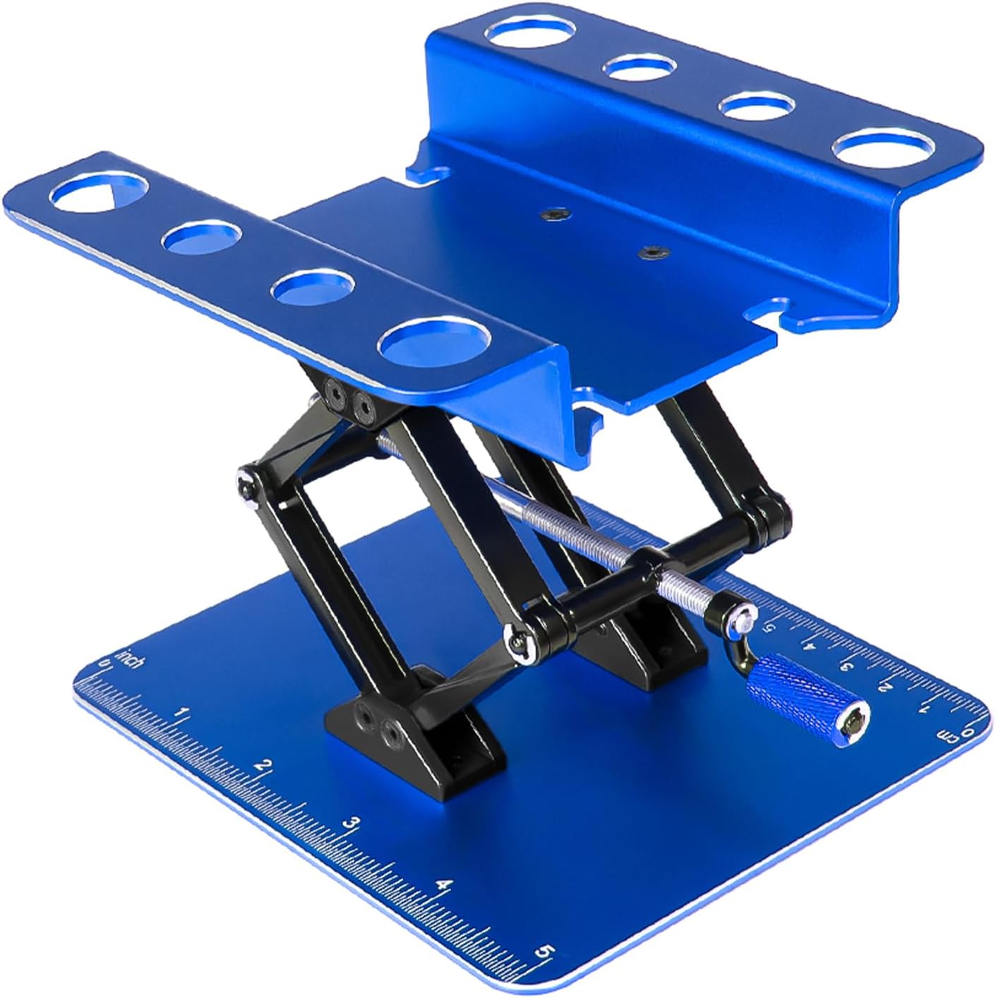 RC Repair Stand, RC Height Adjustable Work Stand Aluminum Workstation for 110 Scale RC Cars Blue