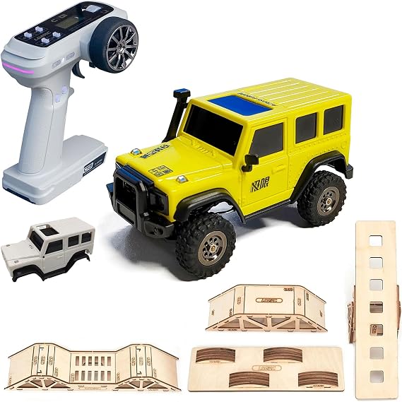 LDARC 1:43 Scale Mini RC Crawler RTR RC Rock Truck 4x4 with Climbing Kit 4 PCS(Lemon Yellow)
