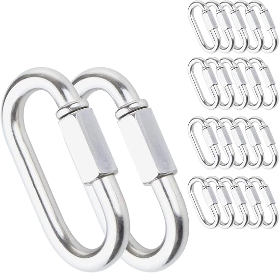 Quick Link Stainless Steel Quick Link Chain D Shape Locking Quick Chain for Carabiner, Hammock, Camping and Outdoor Equipment