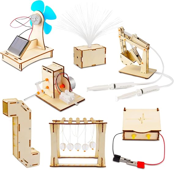 GSrenyu 7Pcs Wooden Science Kit for Kids 8-12, Science Experiments Building Toy 3D Wooden Puzzle Wooden Model Kit for Boys and Girls, Birthday Gifts Toys for 8 9 10 11 12 Year Old