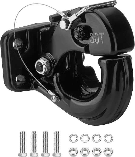 SPARKWHIZ Pintle Hook Hitch 66,000 lbs, Fits 2-1/2 to 3-Inch Lunette Ring Pintle Hitch Receiver, Forged Steel Structure, Anti Corrosion and Anti Rust Coating