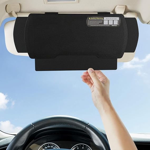 Anti-Glare Sun Visor Extender Sunshade UV Blocker Black 1 pc | Glare Reduction | Universal fit | Secure hold | Tool-free installation | Ideal for in-car use