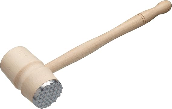 KitchenCraft Meat Tenderiser Hammer, Double Headed Design for Tenderising and Flattening, Beechwood/Metal, 31cm, Beige