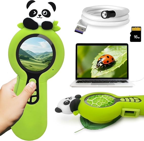Charmline Kids Handheld Microscope with Endoscope, Dual Camera, Panda
