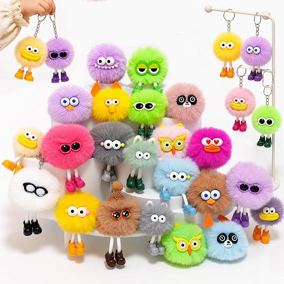 22PCS Cute Plush Keychains Party Favors for Kids Keychains Decoration Birthday Goodie Bags Stuffers, Classroom School Gifts Carnival Prizes Bulk Student Prizes