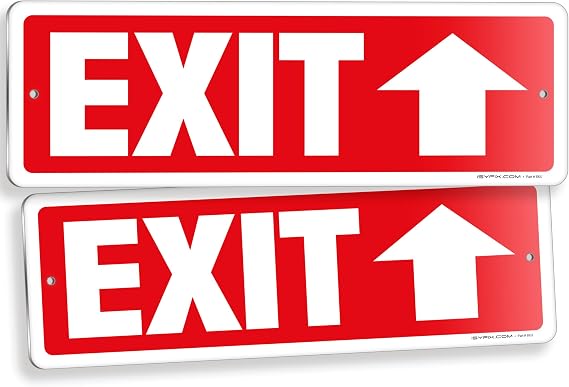iSYFIX Exit Signs 2 Pack 12x4 Inch with Directional Up Arrows