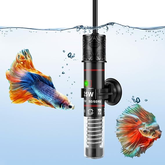 25W Small Aquarium Heater, Mini Fish Tank Heater for Preset Temperature 78F, Water Heater for Freshwater Fish Tanks