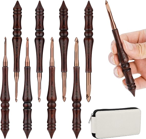 BALDCC Crochet Hooks Set, 8 Sizes Wooden Crochet Hooks 3mm-7mm(White Bag)