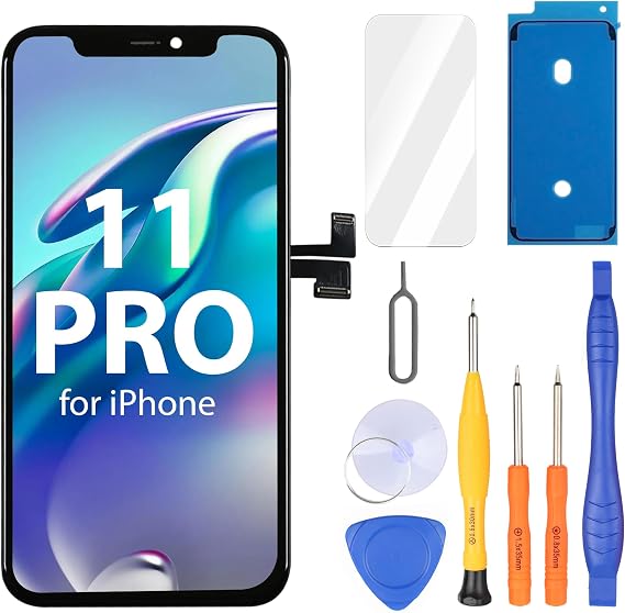 Ayake for iPhone 11 Pro Screen Replacement, 5.8 inch FHD LCD Display and Touch Digitizer Screen, True Tone Programmable, Face ID Remains (for A2160, A2217, A2215)