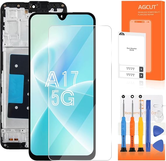 INCELL for Samsung Galaxy A17 5G Screen Replacement for Samsung A17 4G/5G LCD Display A175F A175M SM-A176B, SM-A176B/DS LCD Digitizer Screen Touch Assembly Repair Part Black with Frame