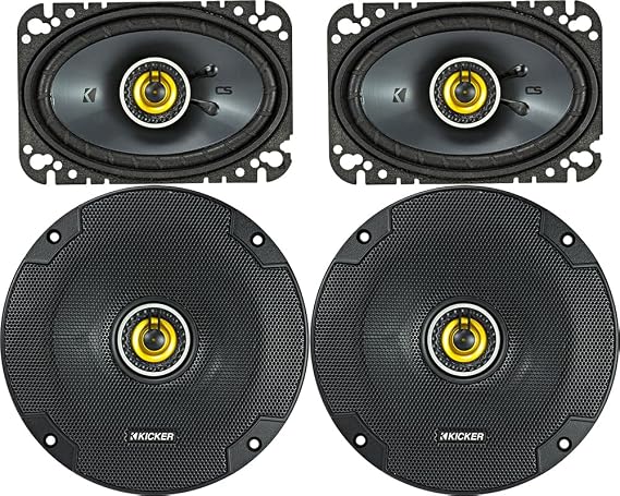 KICKER Speaker Package of 2 Items: CS Series Two 6.5" Coaxial Speakers 4-Ohm & Two 4"x6" Coaxial Speakers 4-Ohm - 1x 46CSC654, 1x 46CSC464