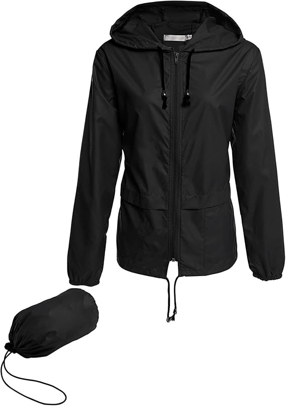Raincoat Women Lightweight Waterproof Rain Jackets Packable Outdoor Hooded Windbreaker