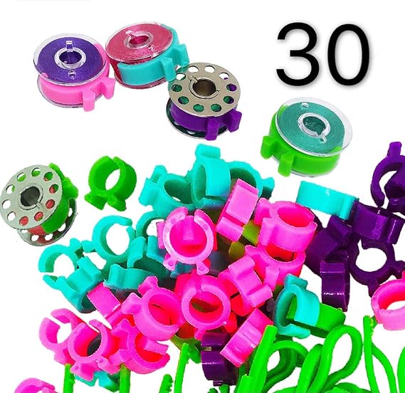 30 Piece Bobbin Holder Set for Sewing Machines - Bobbin Clamps for Organizing Threads and Avoiding Tangles