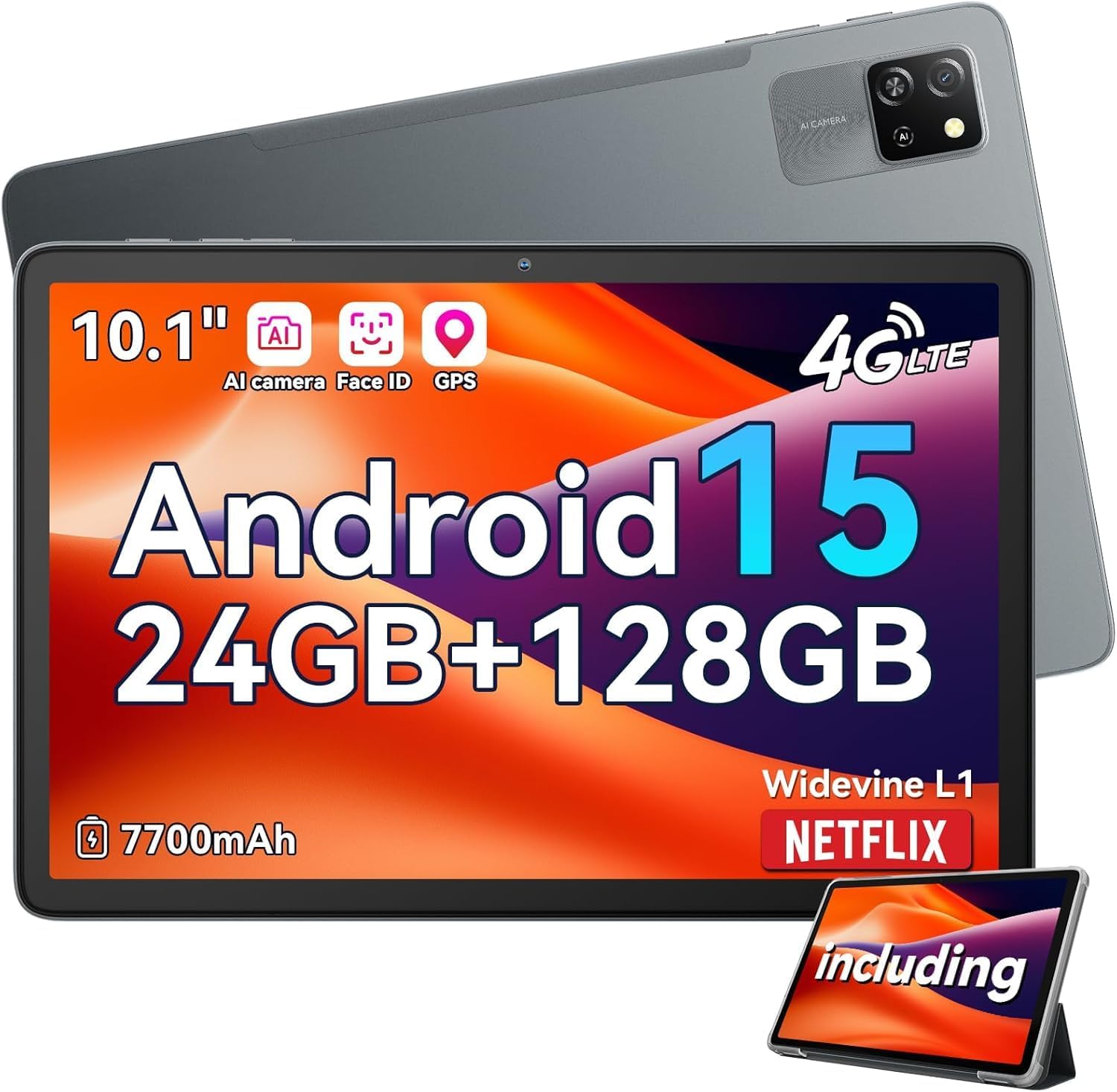 Tab 60 Pro Tablet PC 10.1 IPS Display Octa-Core T606,8GB RAM128GB ROM, 7700mAh Battery 10W Charging Android 15