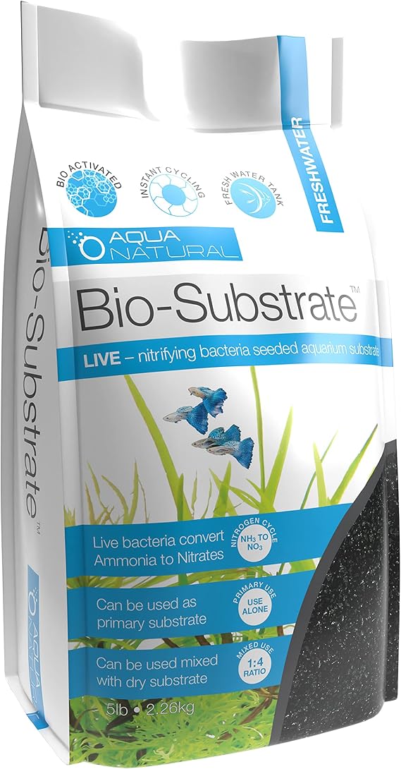 Aqua Natural Bio-Substrate, Diamond Black, 5lb (Wet) | Gravel Seeded with Bio Active Nitrifying Bacteria, 2-4mm, Start Up, BIOFRESH004