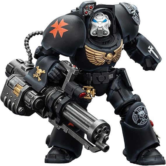 JOYTOY Warhammer 40k Black Templars Terminator 3 with Power Fist and Assault Cannon 1/18 Action Figure Collect and Display Model
