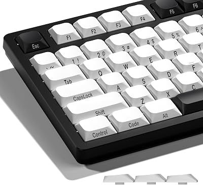 XVX Low Profile White Keycaps, Dye-Sub PBT Keycaps, Bow Key caps Compatiability for 60% 75% 80% 85% 100% MX Switches Mechanical Keyboard