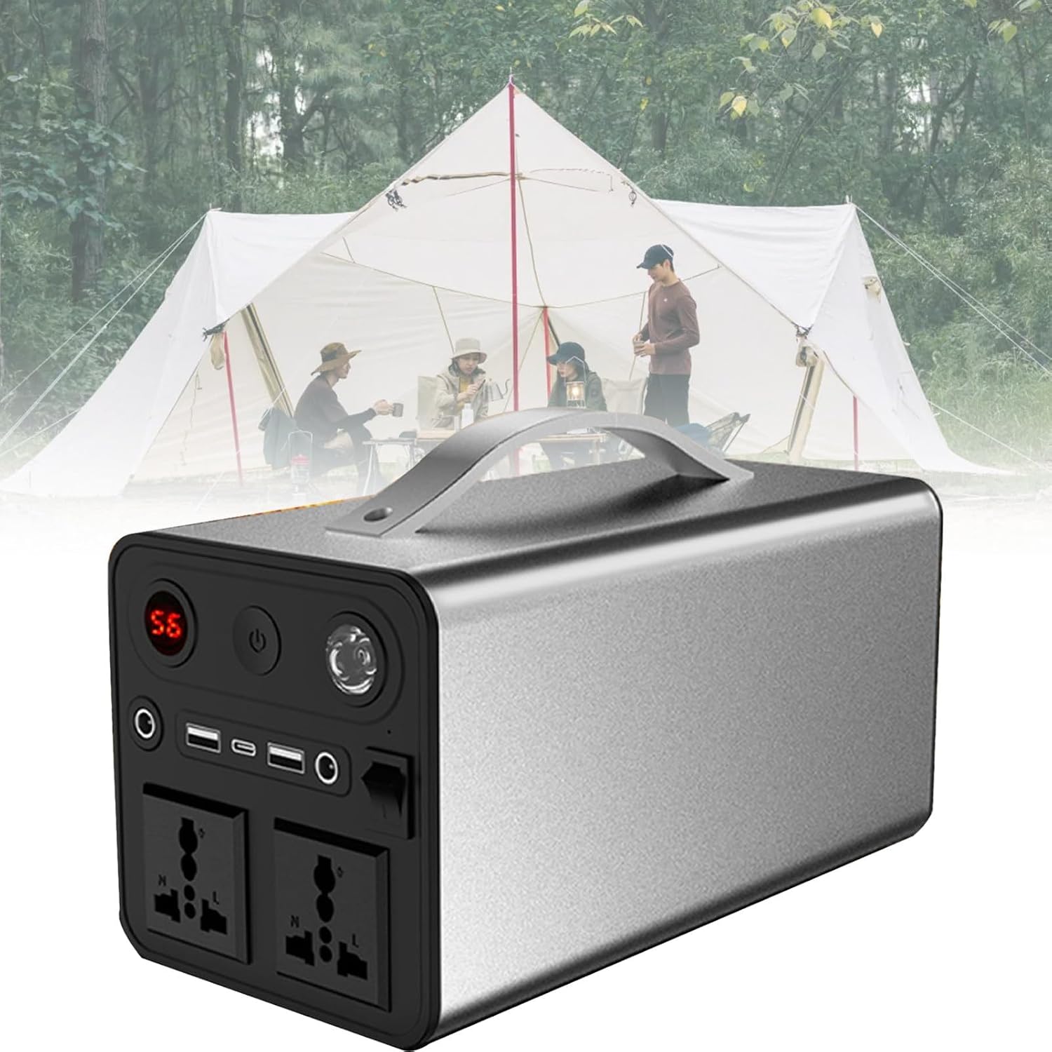Portable Power Station, Camping Power Pack, 300W AC for Camping, Outdoor Adventure Explorer, Travel, Emergency Power - AC/DC/USB/Type C Outlet for Outdoors