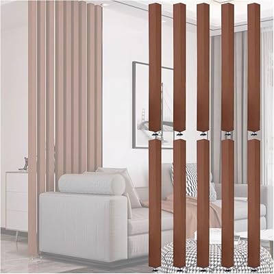 Folding Freestanding Partition Privacy Screen Separator Pack of 10 Floor to Ceiling Wooden Post, Room Entrance Decor Grille Column with Adjustable Foot, Studio Apartment Privacy Screens110cm
