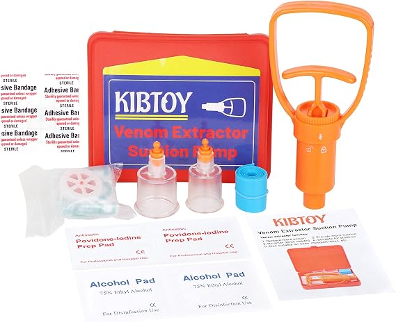 KIBTOY Snake Bite Kit,Venom Extractor, Bee Sting Kit,Insect Bite Sucker,Emergency First Aid Supplies,Portable First Aid Pump,Suitable for Outdoor, Hiking and Camping Bite First Aid. Red