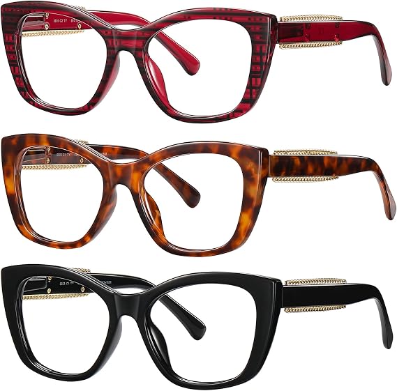 Reading Glasses for Women Men,Stylish Readers with Blue Light Blocking,Spring Hinges Eyeglasses for Reading,Anti UV Ray/Glare/Eyestrain +2.25