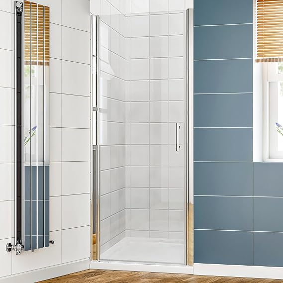ELEGANT Pivot Shower Door 33.5-35"W x 72"H, Chrome Finish Shower Glass Door