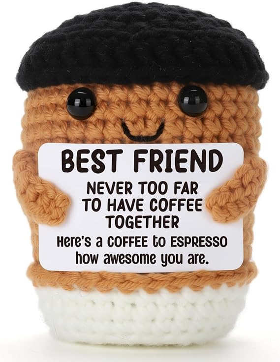 Crochet Latte Birthday Gift for Best Friend, Handmade Crochet Coffee Cup for Long Distance Friendship, Everyday Surprise and Friendship Appreciation Present for Coffee Lovers