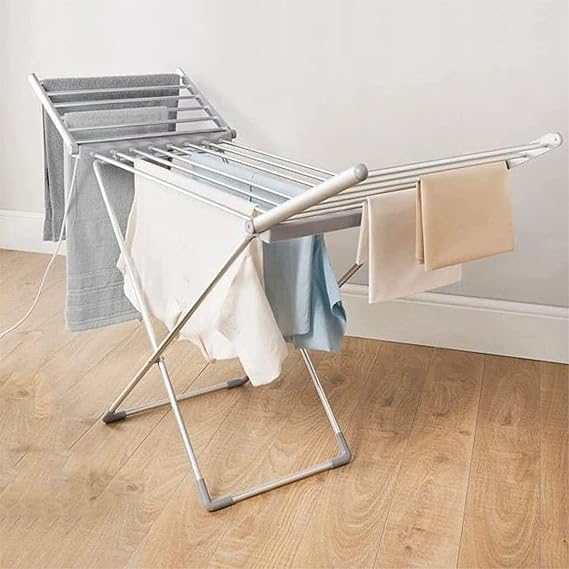 Winged Clothes Drying Rack, 230W Electric Heated Clothes Airer Dryer, Floor-Standing Folding Laundry Rack, Towel Rail Space Saving for Home Indoor/Outdoor