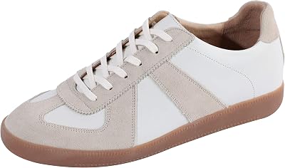 Mens Casual White Low Top Fashion Sneakers, Premium Genuine Leather and Lightweight for All-Day Comfort