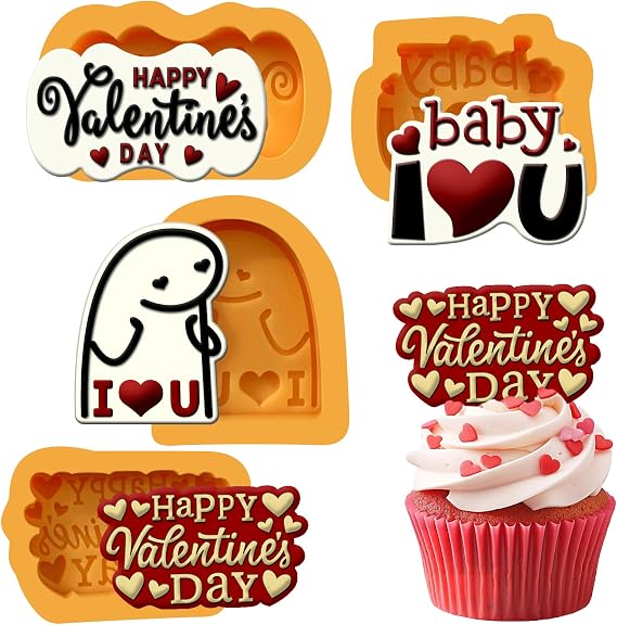 Valentines Day Silicone Molds Set of 4 Romantic Chocolate Molds for Valentines Day | Cute Heart & Message Silicone Valentines Molds for Cupcakes, Fondant, Resin & Crafts