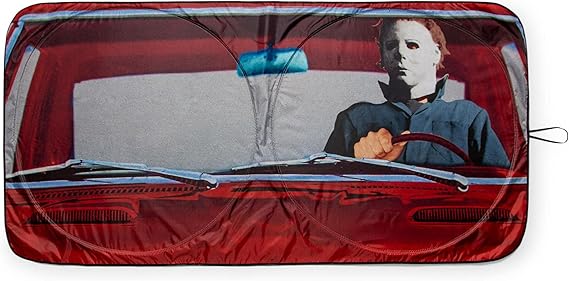 Halloween Michael Myers Horror Movie Sunshade for Windshield | Foldable Sun Visor Protector for Cars, Trucks, SUVs | Blocks UV Rays and Sun Glare | 64 x 32 Inches
