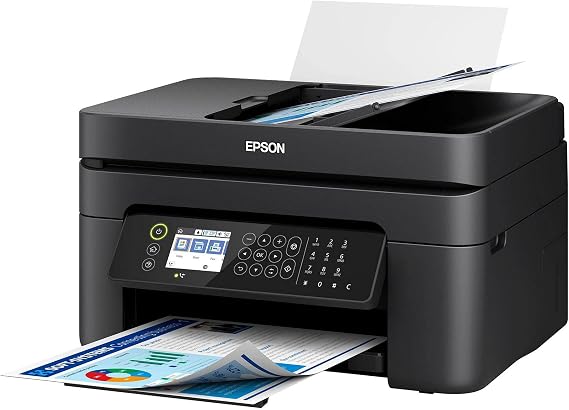 Epson Workforce WF-2850 All-in-One Wireless Color Inkjet Printer, Black - Print Scan Copy Fax - 10 ppm, 5760 x 1440 dpi, Auto 2-Sided Printing, 30-Sheet ADF, Voice-Activated, Vertluna Printer_Cable