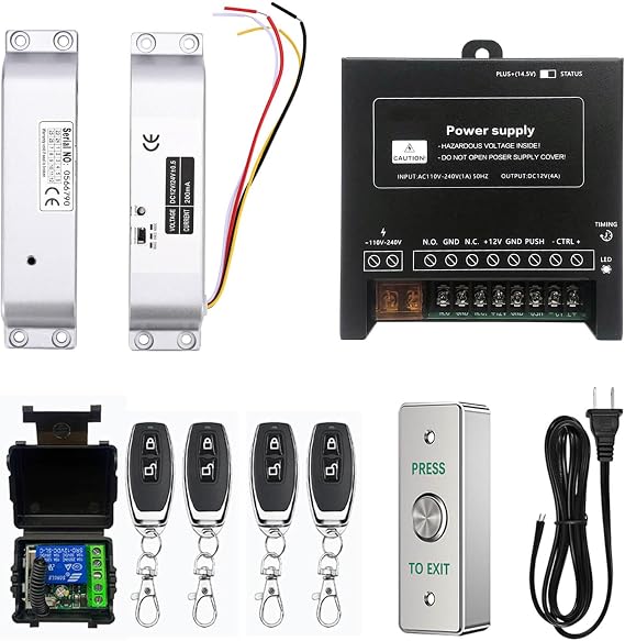 Fail Safe Electric Drop Bolt Lock Door Access Control Kit Remote Control