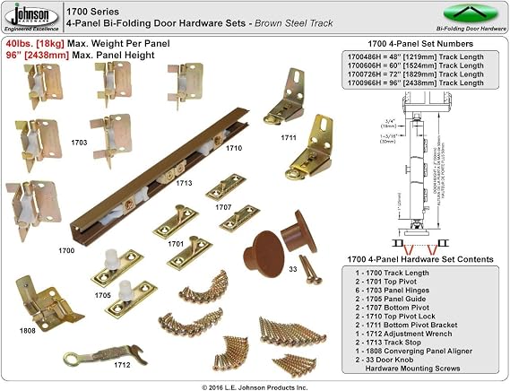 Johnson Hardware Bifold 72" 1700 Closet Door Hardware