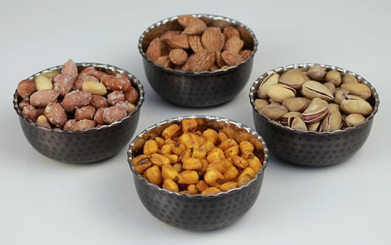MCB Series - 4-Pack 3.3" Dia Mini Copper Bowl, Multi-purpose serving bowl for Turkish delight, candies, chocolate, hazelnuts, peanuts, sauce, candles (Antique Copper)