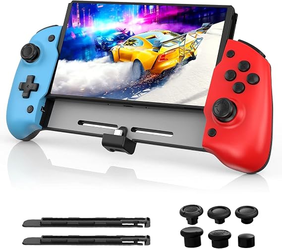 NexiGo Hall Effect Gripcon (No Drift, No Deadzone) with Hall Sensing Joystick for Nintendo Switch/Switch OLED, Ergonomic Handheld Mode, 6-Axis Gyro, Mapping Function, Classic