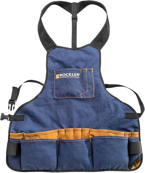 ROCKLER Wood Working Shop Aprons for Men (14 oz) Adjustable Broad Shoulder Work Apron w/Padded Shoulder Straps & Quick-Release Buckle Duck Cotton Woodworking Apron w/ 17 Pockets