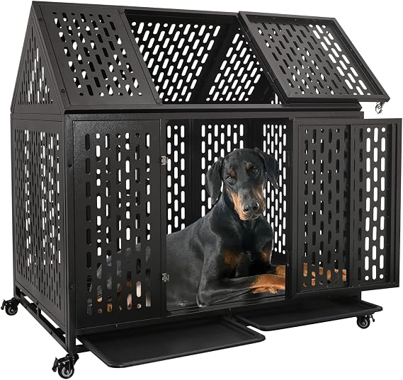 44 Inch Heavy Duty Indestructible Dog Crate for High Anxiety Dog
