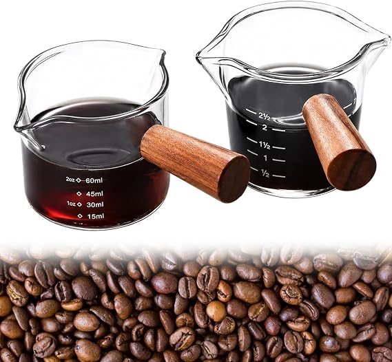 2 PCS Espresso Cups, Espresso Shot Glass, Coffee Measuring Glass for Home and Cafe Use, Durable Design with Precise Measurements