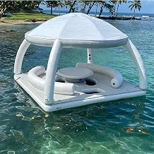 Inflatable Floating Dock, 13FT Swimming Platform Water Sports Platform Yacht Dock Sunshade Tent Floating Bed for Lake Party Water Rest,4  4M,Picture