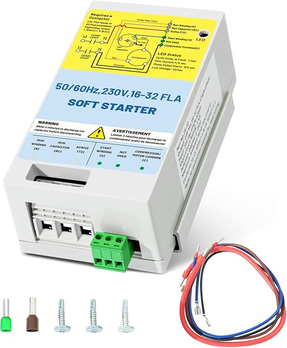 AC Soft Start Kit for Home Air Conditioner, Use for 4-7 Ton HVAC Air Conditioners 16-32 FLA, 230V