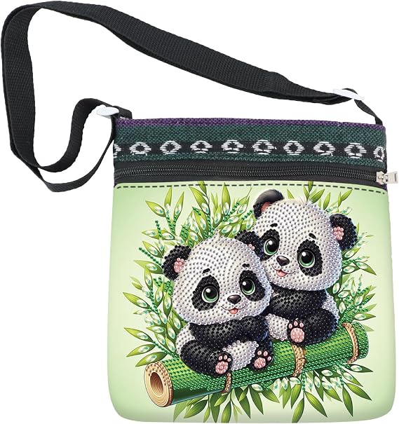 Diamond Painting Shoulder Bag, DIY 5D Panda Pattern Diamond Art Artificial Crystal Special Shape Crystal Artificial Partial Mosaic Crafts Adjustable shoulder strap Shoulder Bag