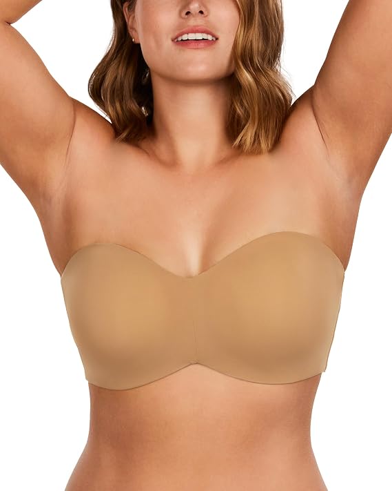 HSIA Strapless Bras for Women, Plus Size Bra with Underwire Lightly Lined Convertible Bandeau Bra for Big Large Busted